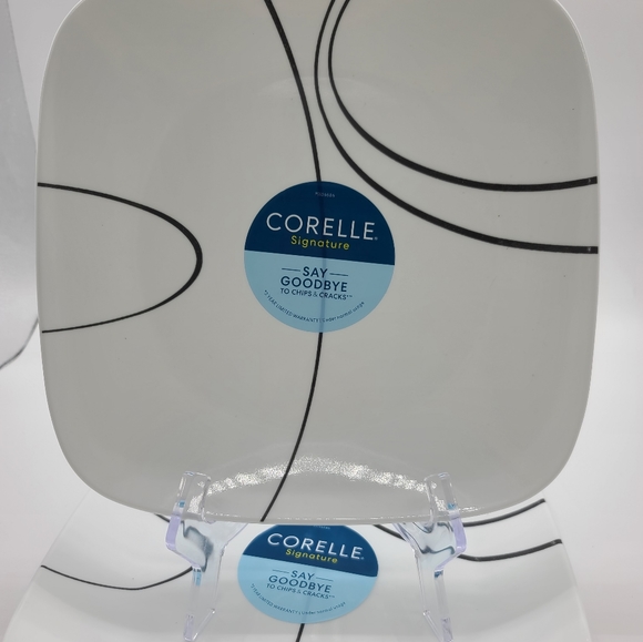 Corelle Simple Lines 2-Pc Square Dinner Plates New - Picture 4 of 6